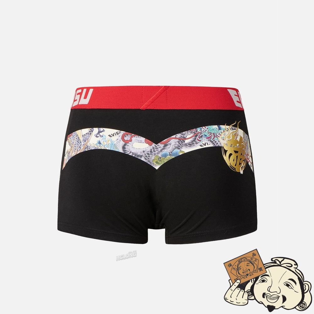 Men Evisu DRAGON DAICOCK PRINT TRUNKS Noir | 173RATOWL