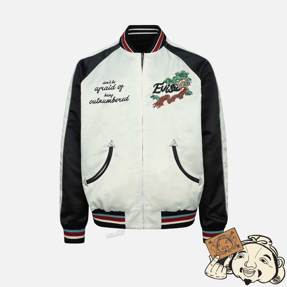 Men Evisu EAGLE AND LOGO EMBROIDERY REVERSIBLE SOUVENIR JACKET MULTIPLE | 947CGKJYN