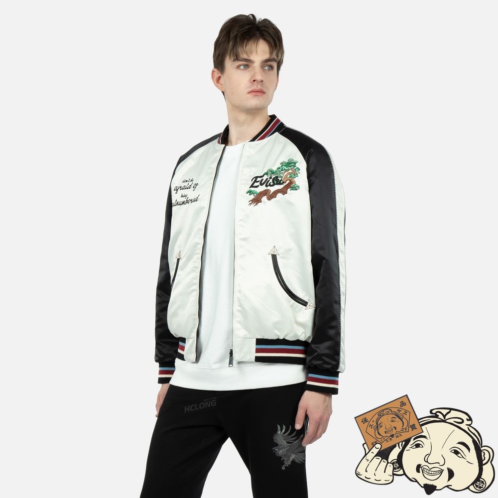 Men Evisu EAGLE AND LOGO EMBROIDERY REVERSIBLE SOUVENIR JACKET MULTIPLE | 947CGKJYN