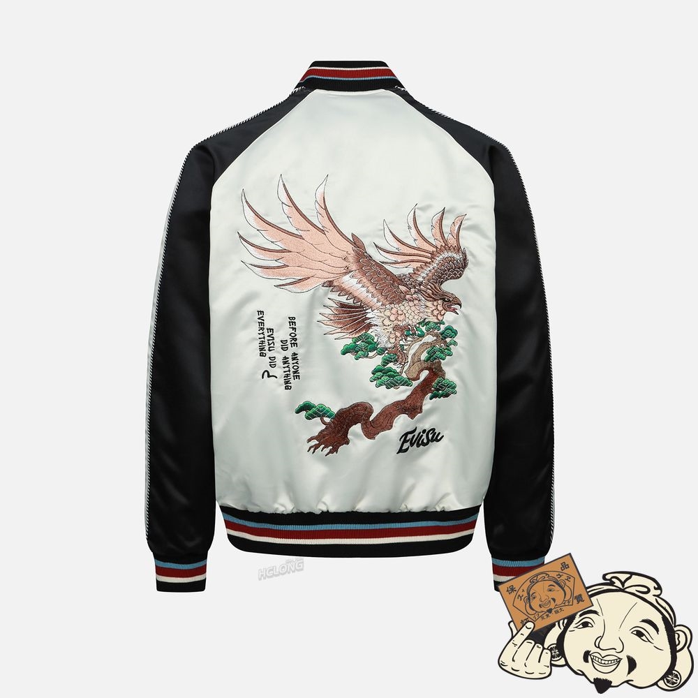 Men Evisu EAGLE AND LOGO EMBROIDERY REVERSIBLE SOUVENIR JACKET MULTIPLE | 947CGKJYN