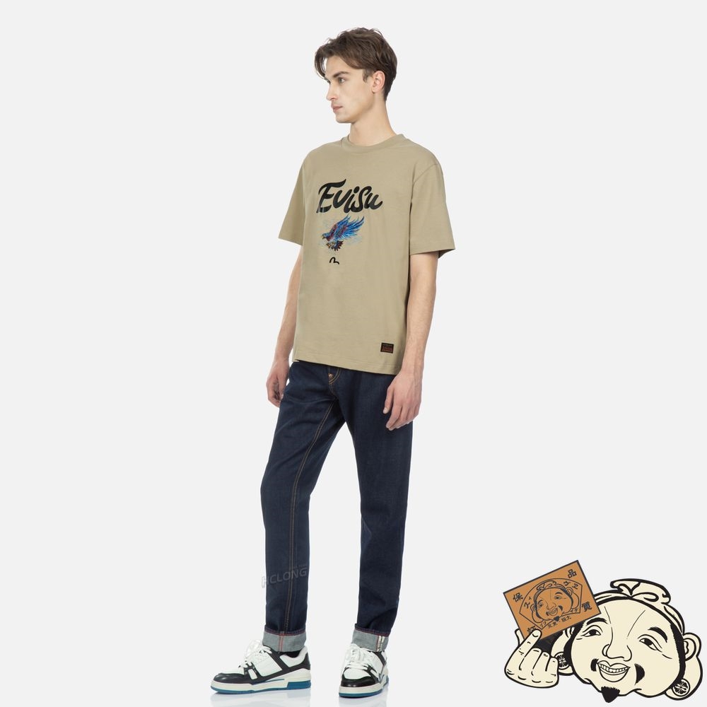 Men Evisu EAGLE AND LOGO PRINT T-SHIRT Beige | 017HACBIF