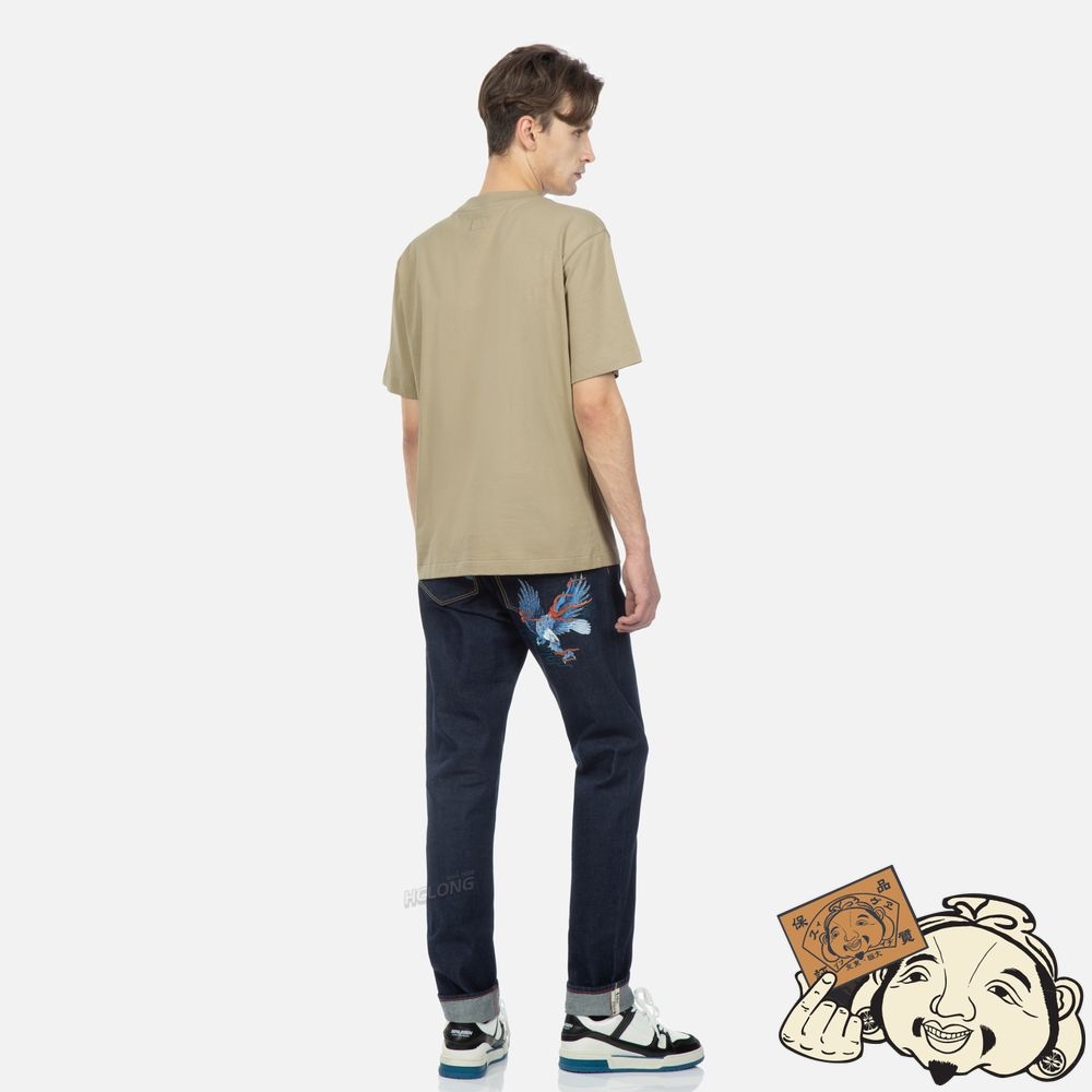 Men Evisu EAGLE AND LOGO PRINT T-SHIRT Beige | 017HACBIF