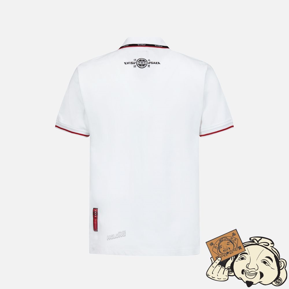 Men Evisu EAGLE EMBROIDERY POLO SHIRT Blanche | 482TLSXJP