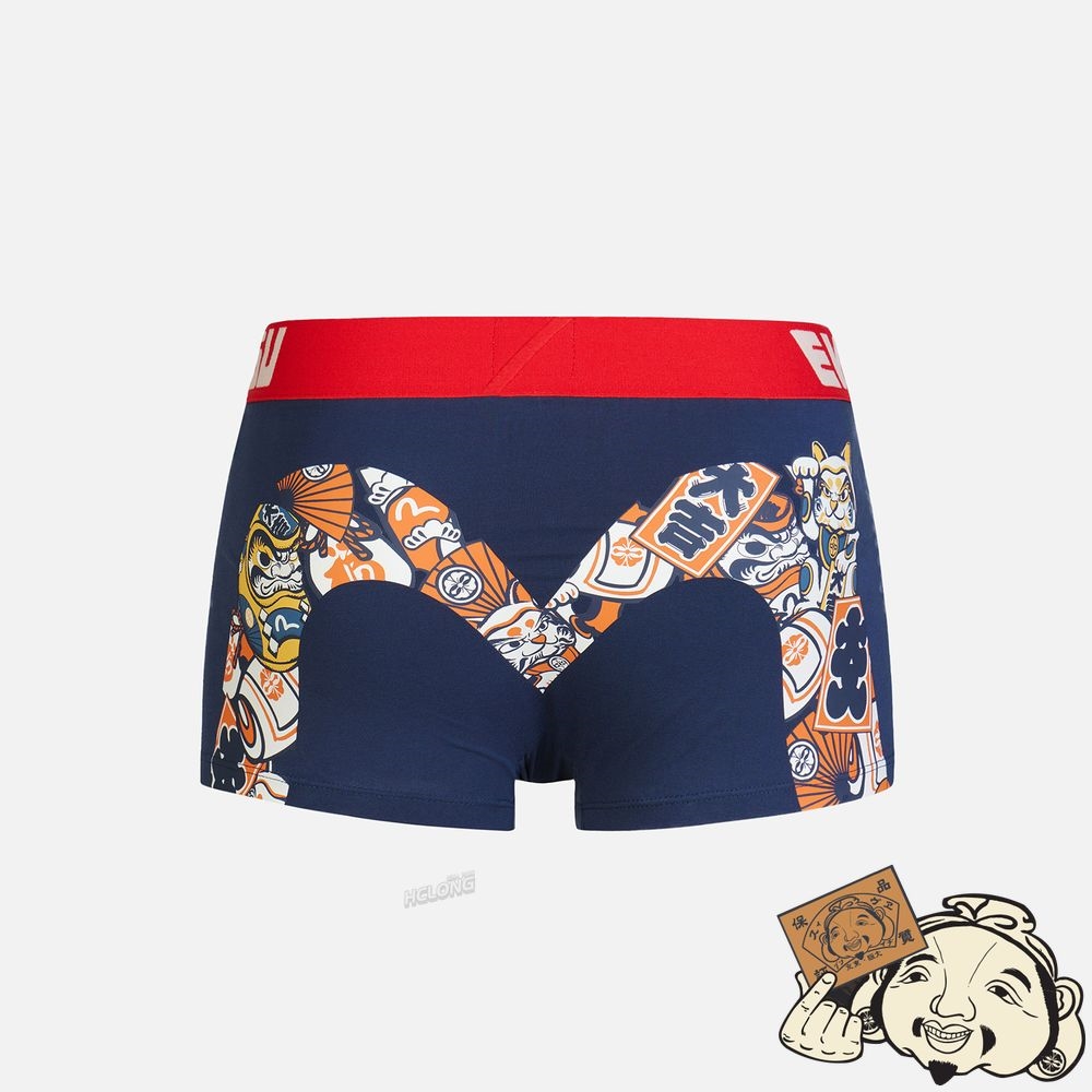 Men Evisu EVISU SQUAD “HIDE-AND-SEEK” PATTERN DAICOCK PRINT TRUNKS Bleu Marine | 943GMJEKD