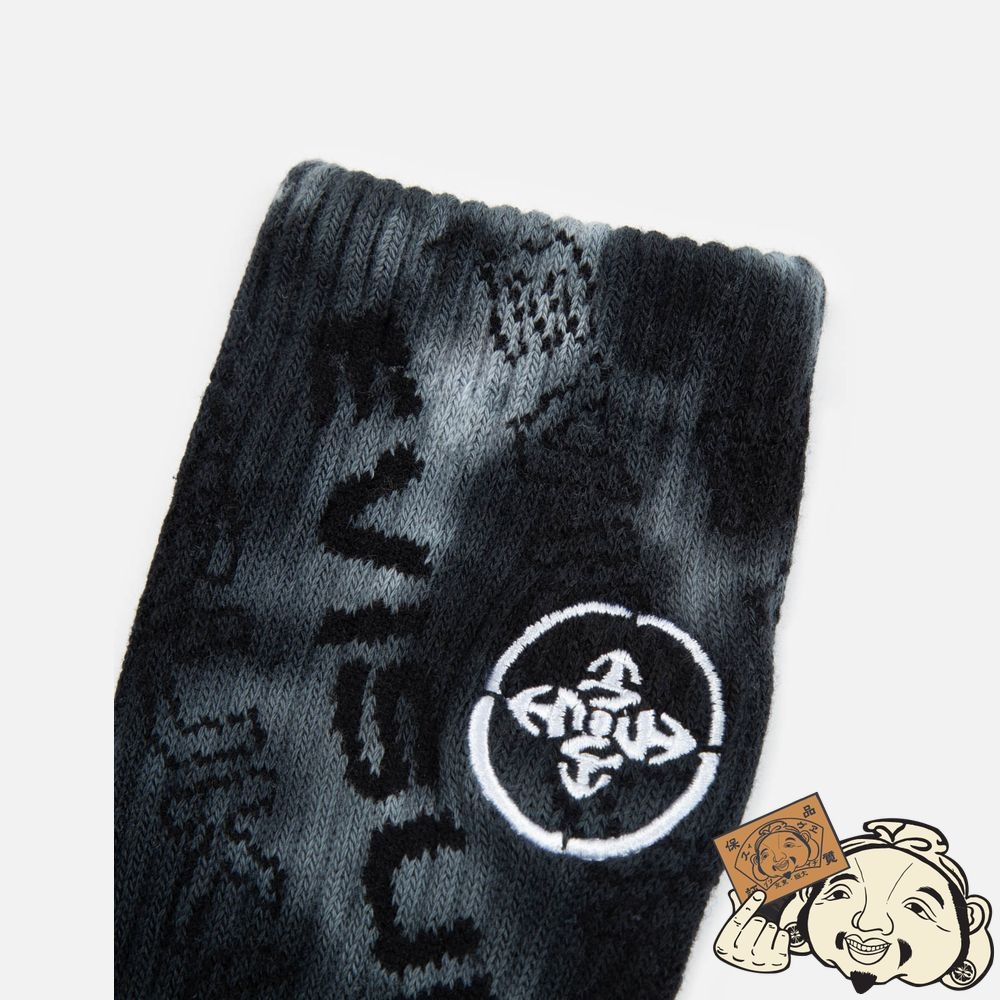 Men Evisu GARMENT-DYED LONG SOCKS Noir | 149GMBOTP