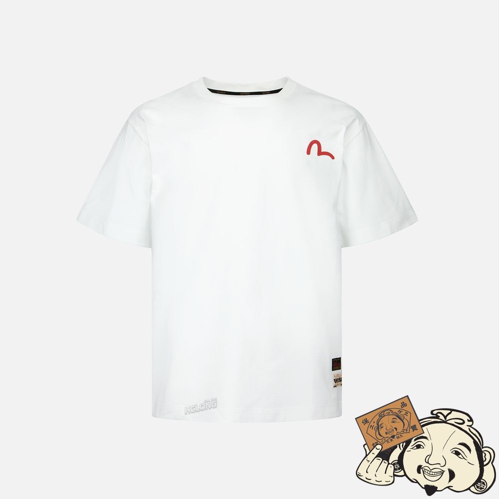 Men Evisu GODHEAD AND SEAGULL PRINT T-SHIRT Blanche | 210XZQSFY