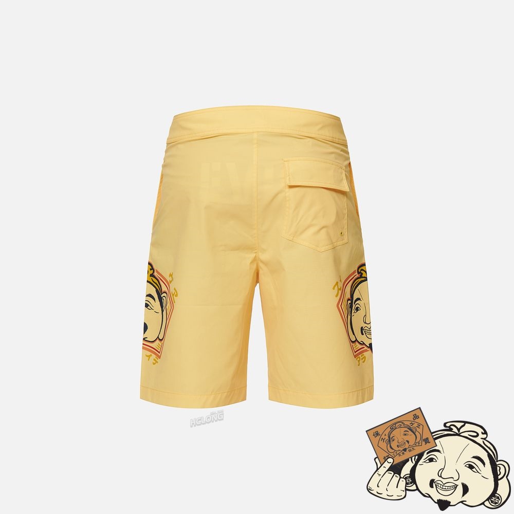 Men Evisu GODHEAD MOTIF PRINT BOARD SHORTS Jaune | 685EIONPW