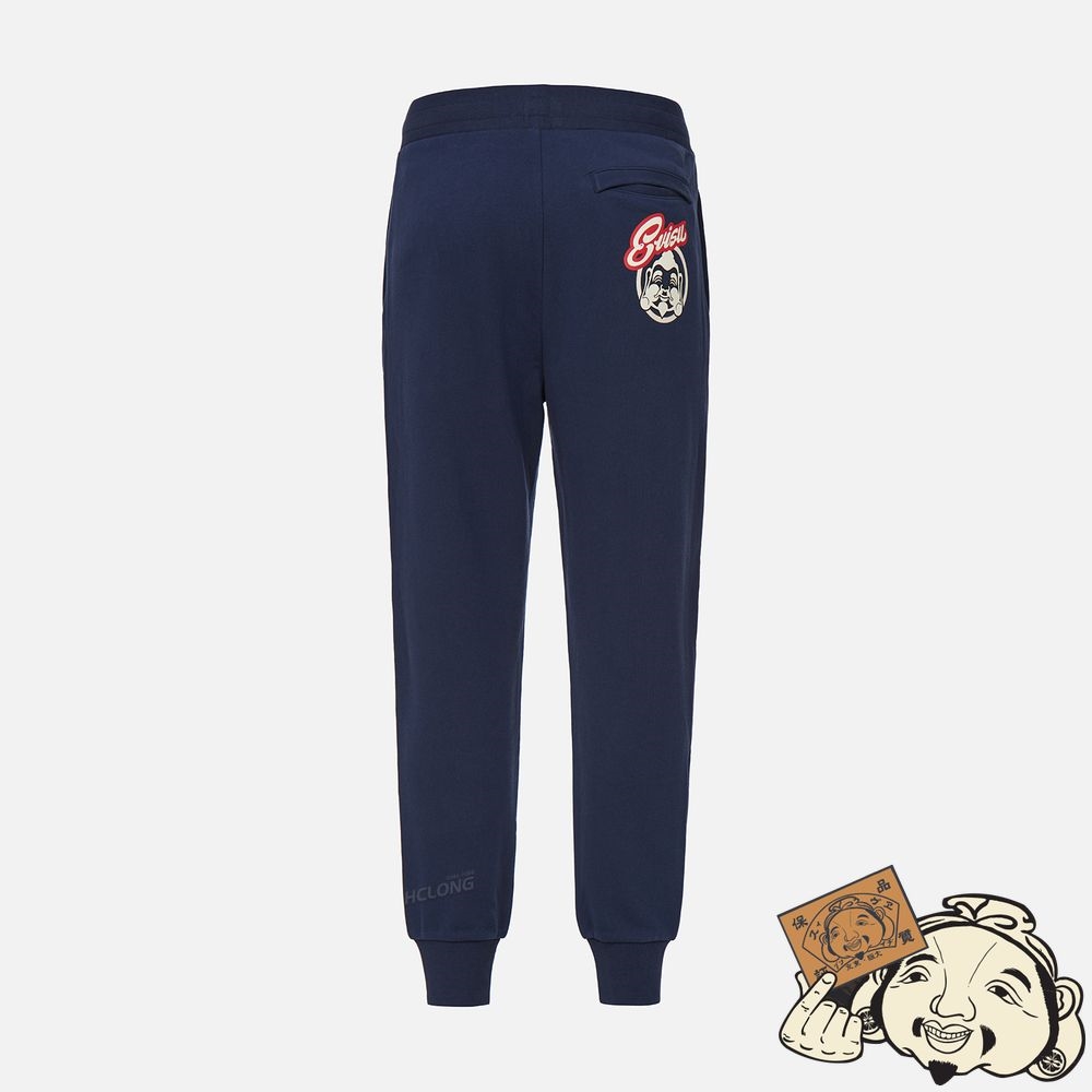 Men Evisu GODHEAD PRINT SWEATPANTS Bleu Marine | 064UHRBGM