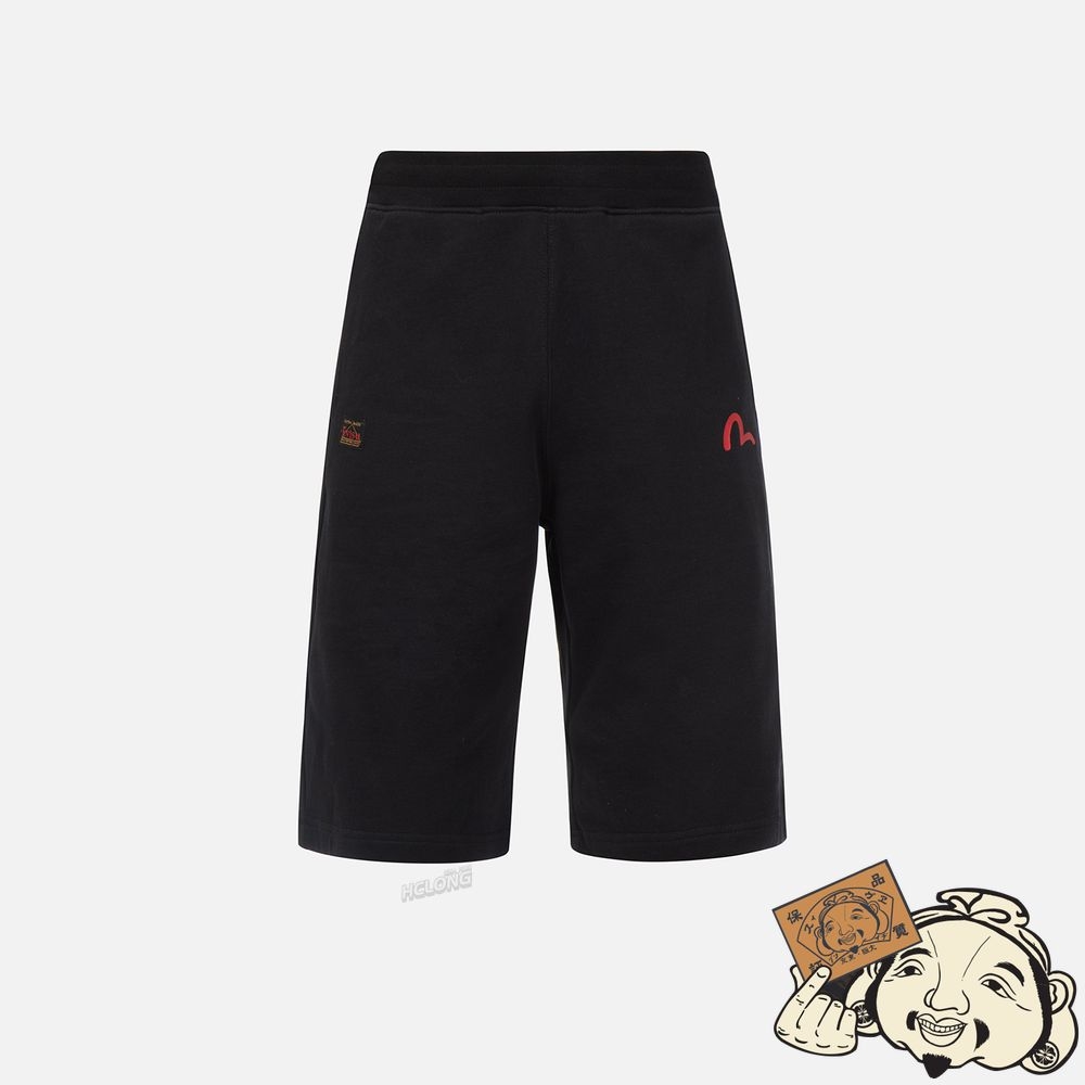 Men Evisu GODHEAD PRINT SWEAT SHORTS Noir | 598TUYLGA