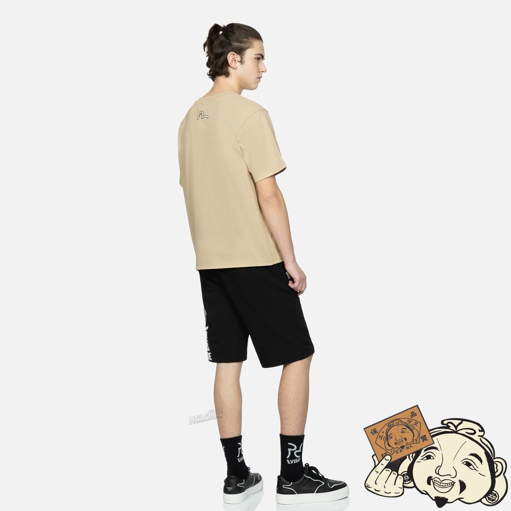 Men Evisu GODHEAD PRINT T-SHIRT Beige | 570SQAJTI