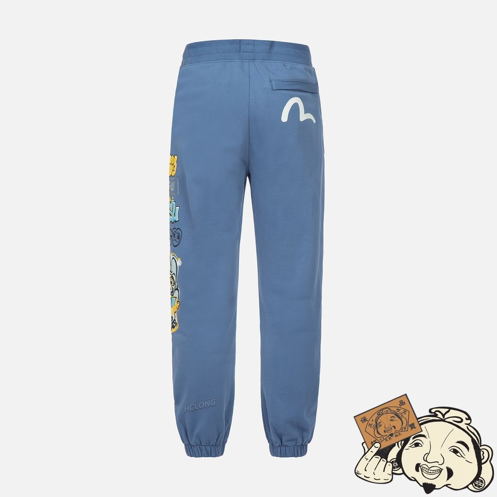 Men Evisu GRAFFITI DARUMA AND LOGO PRINT SWEATPANTS Paon | 396EKDGJY