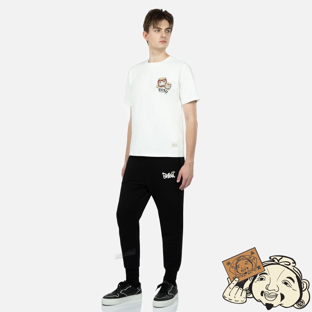 Men Evisu GRAFFITI DARUMA DAICOCK PRINT SWEATPANTS Noir | 367GDABQM