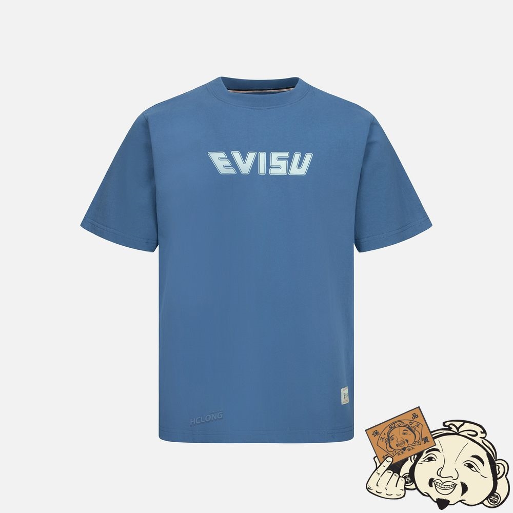 Men Evisu GRAFFITI DARUMA DAICOCK PRINT T-SHIRT Bleu | 650ONVSTK