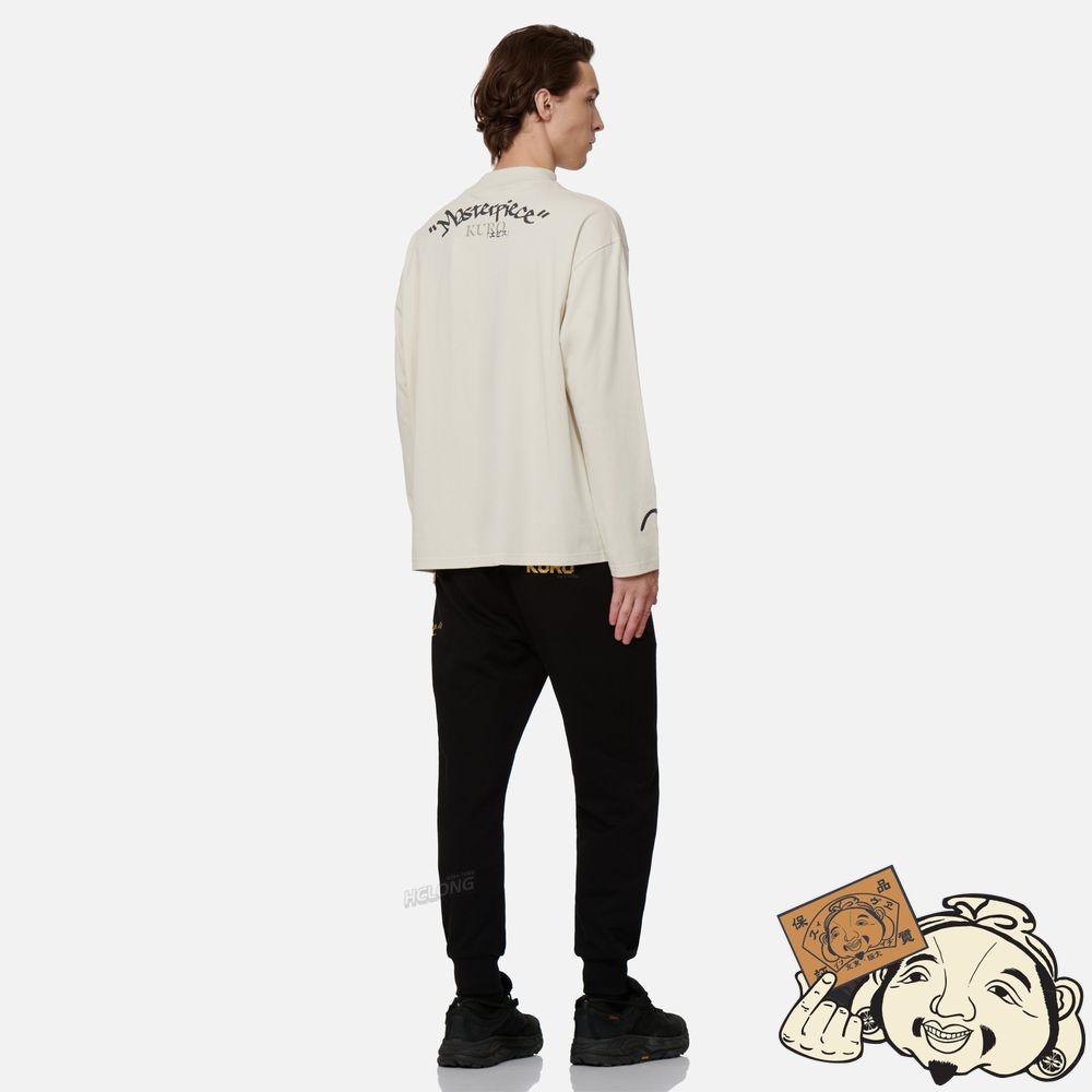 Men Evisu GRAFFITI EFFECT SLOGAN PRINT LONG SLEEVE T-SHIRT Beige | 492IYCUBE