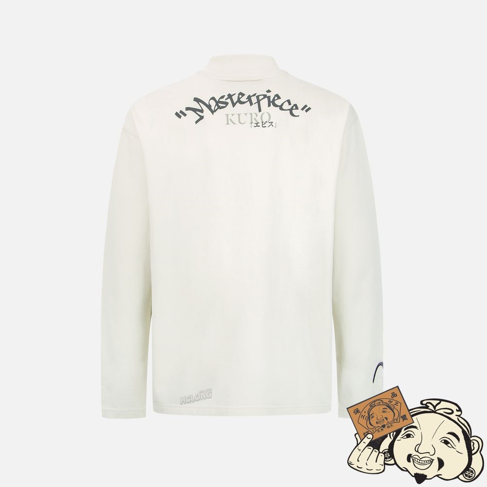 Men Evisu GRAFFITI EFFECT SLOGAN PRINT LONG SLEEVE T-SHIRT Beige | 492IYCUBE