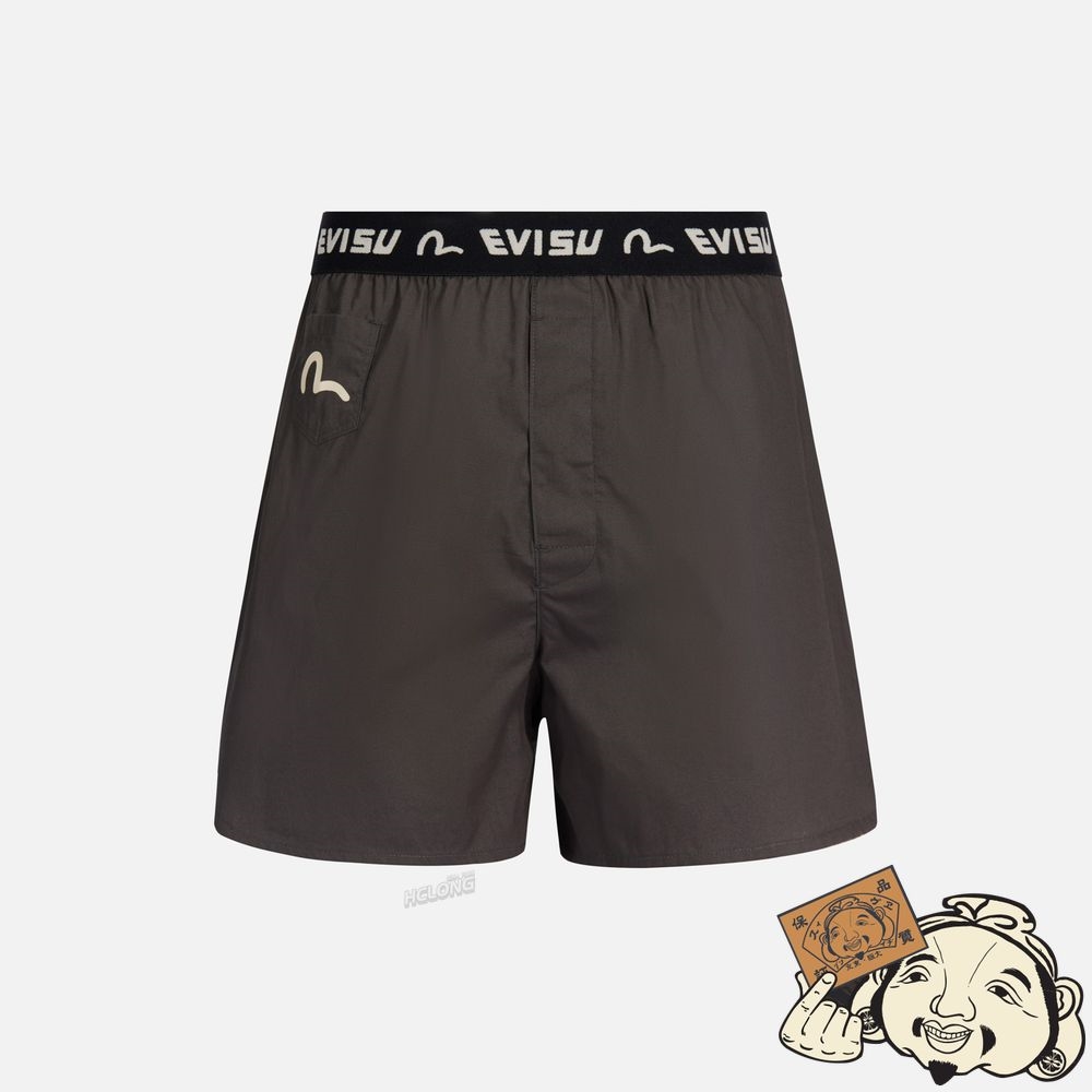 Men Evisu GRAFFITI STICKER WITH DAICOCK PRINT BOXER SHORTS CHARCOAL | 865VPCAOZ