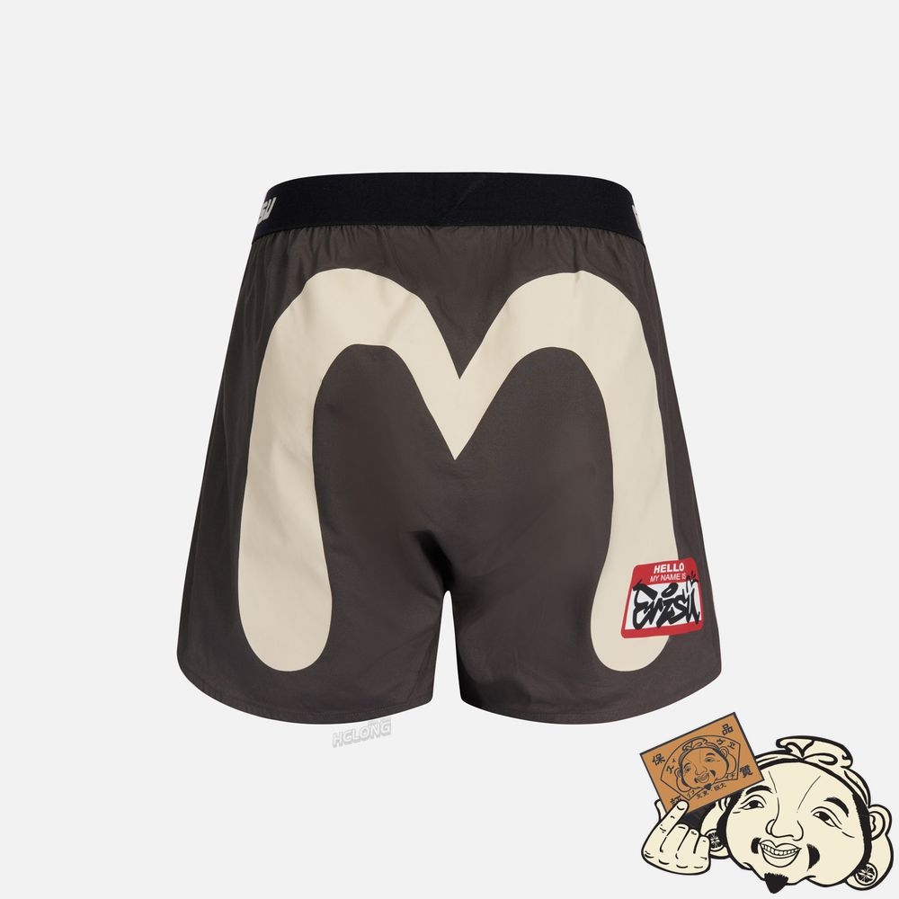 Men Evisu GRAFFITI STICKER WITH DAICOCK PRINT BOXER SHORTS CHARCOAL | 865VPCAOZ