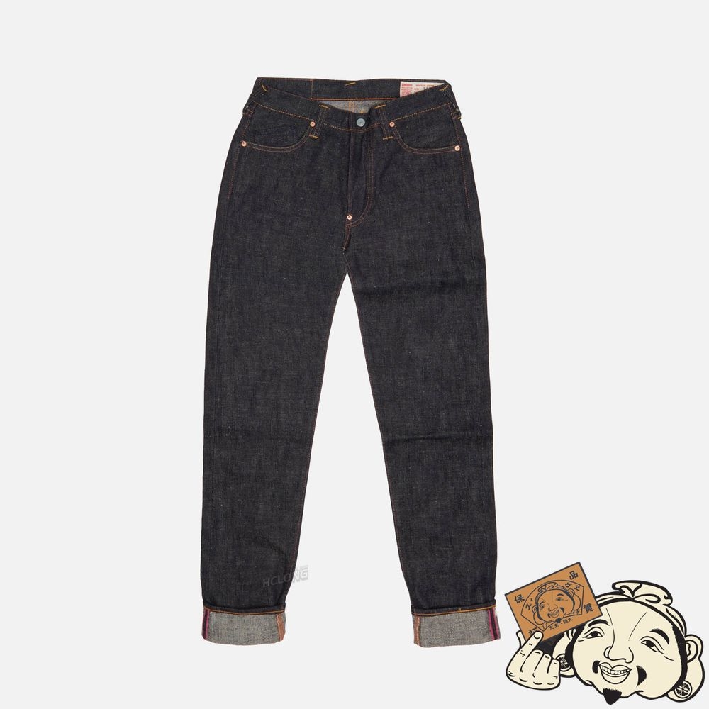 Men Evisu HANDPRINTED SEAGULL SLIM TAPERED FIT RAW DENIM SELVEDGE JEANS Indigo | 580GXNUMW