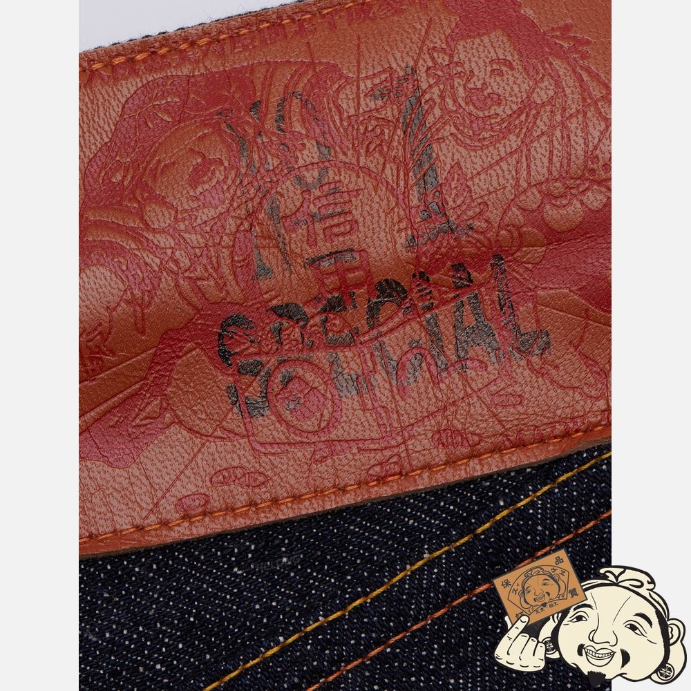 Men Evisu HANDPRINTED SEAGULL SLIM TAPERED FIT RAW DENIM SELVEDGE JEANS Indigo | 580GXNUMW