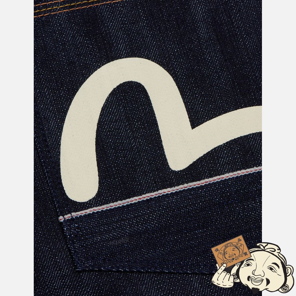 Men Evisu HANDPRINTED SEAGULL STRAIGHT FIT RAW DENIM SELVEDGE JEANS Indigo | 824JYMARE