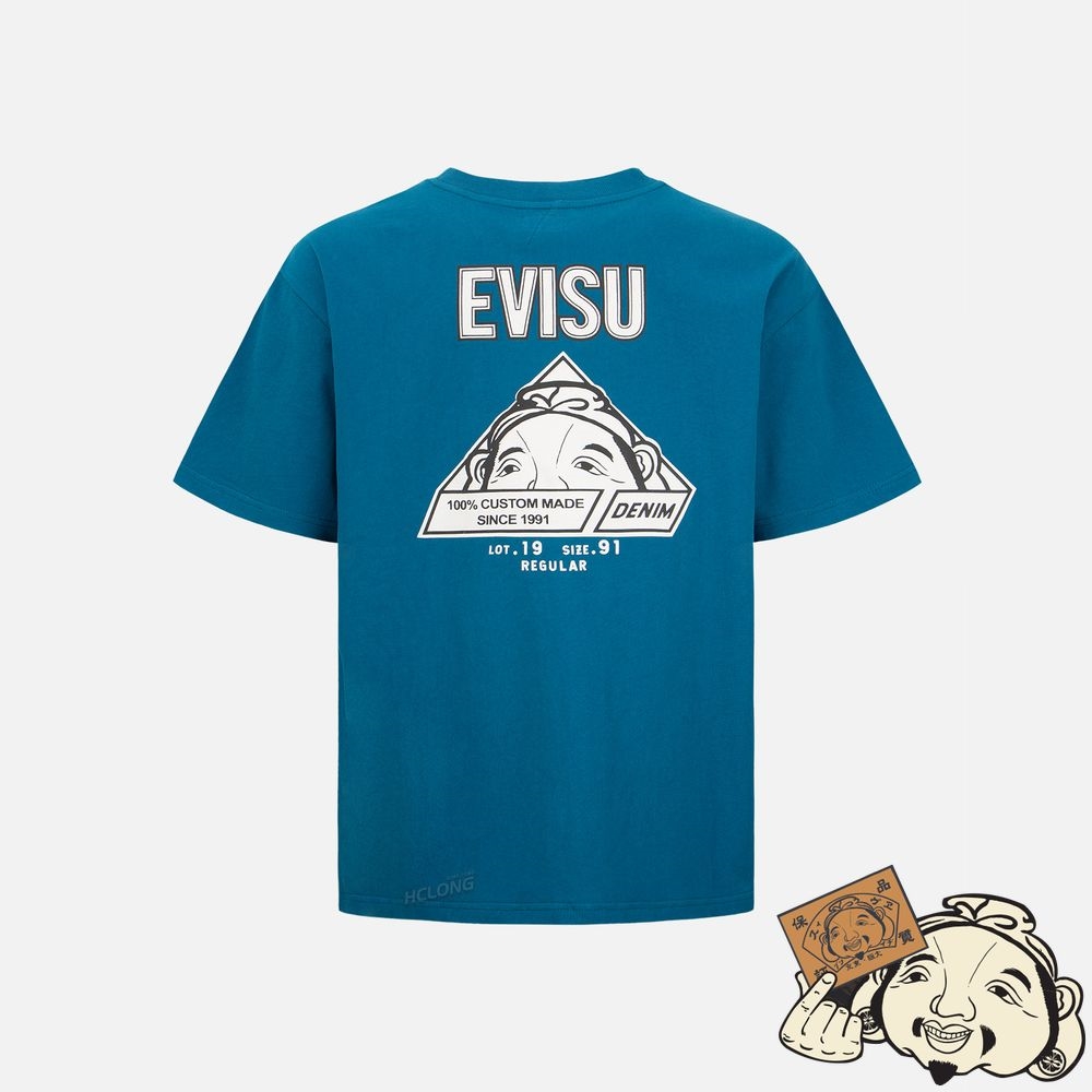 Men Evisu HIDE-AND-SEEK GODHEAD PRINT T-SHIRT Paon | 169IKPUMG