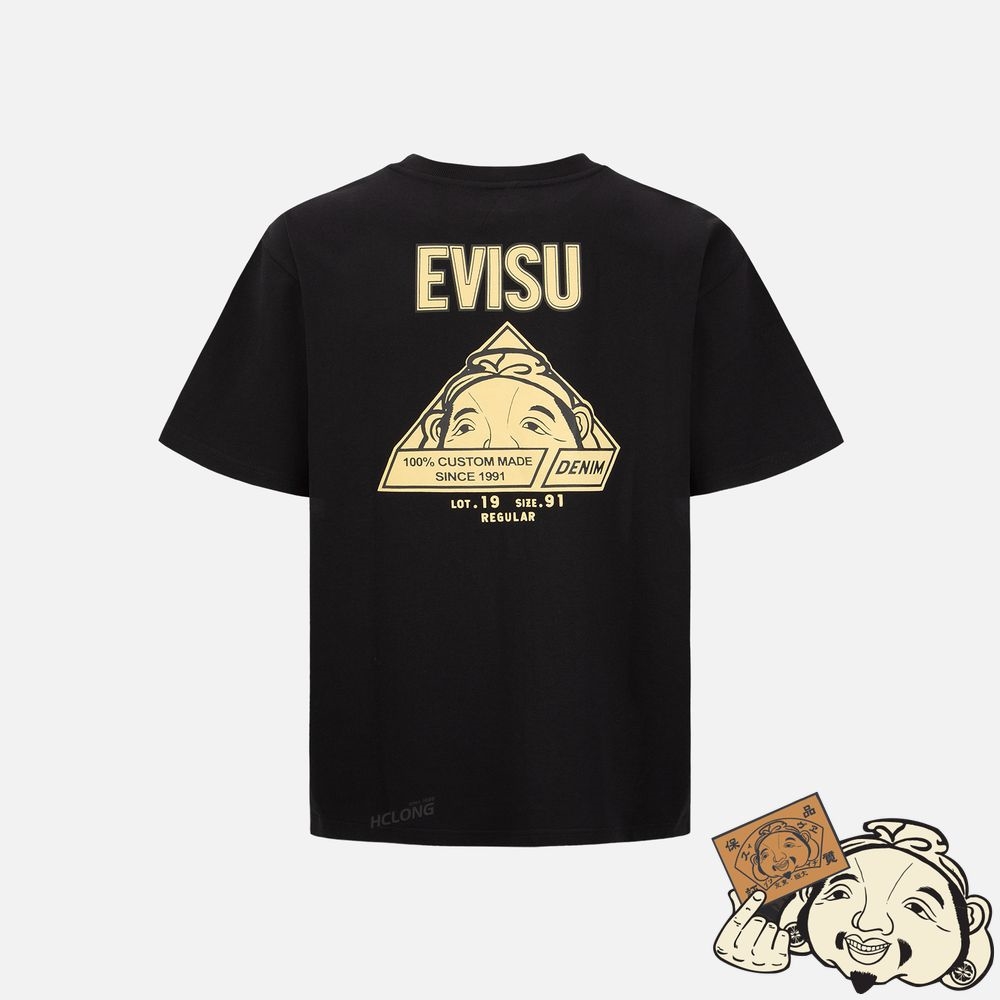 Men Evisu HIDE-AND-SEEK GODHEAD PRINT T-SHIRT Noir | 432NUKXQT