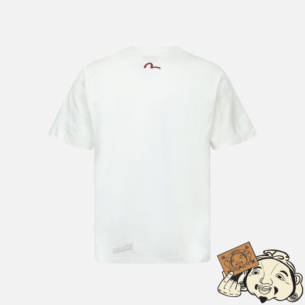 Men Evisu KAMON AND FORTUNE CAT PRINT T-SHIRT Blanche | 529XGMZFV