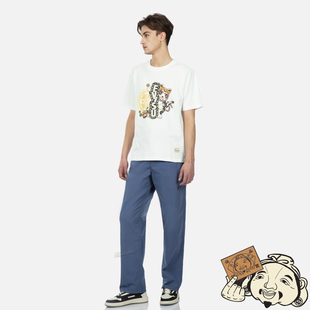 Men Evisu KAMON AND FORTUNE CAT PRINT T-SHIRT Blanche | 529XGMZFV