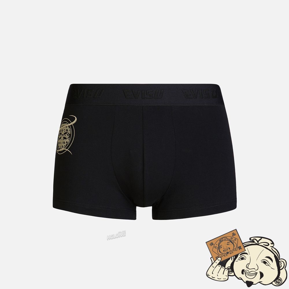 Men Evisu KAMON AND LOGO PRINT TRUNKS Noir | 069ZHTEAW