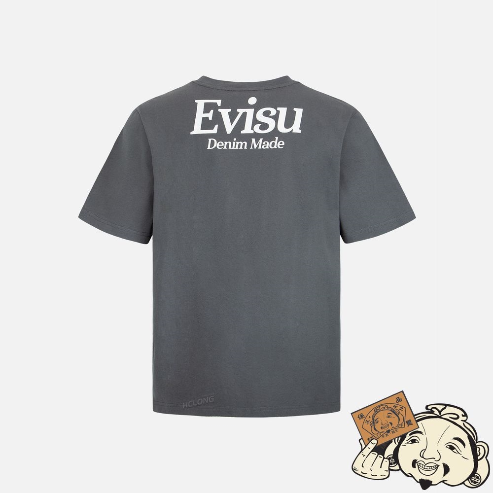 Men Evisu KAMON AND LOGO PRINT T-SHIRT CHARCOAL | 569YPEXKB