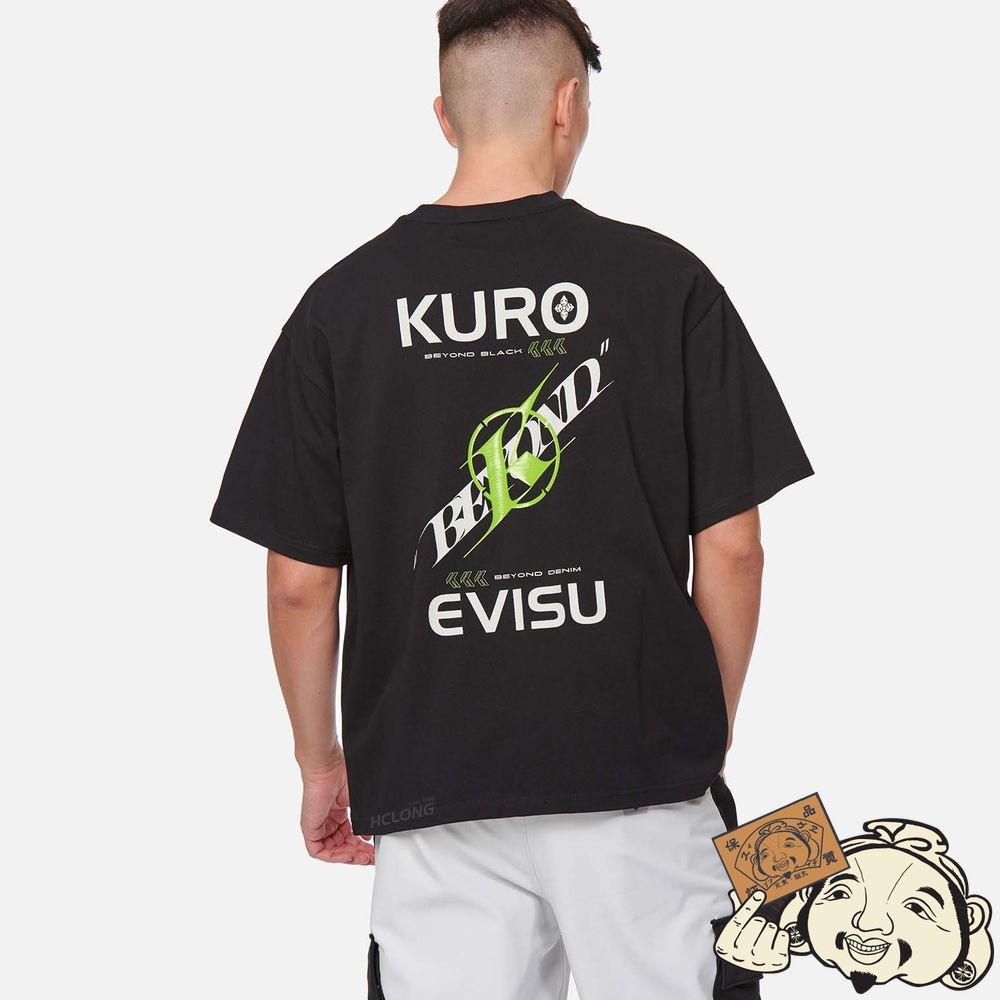 Men Evisu KAMON AND LOGO PRINT T-SHIRT Noir | 160BGJODM