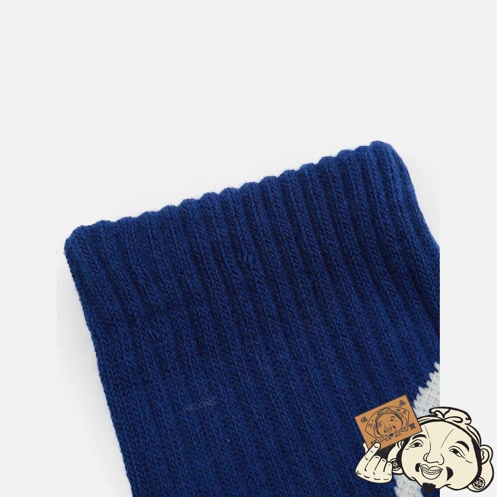 Men Evisu KAMON AND SLOGAN JACQUARD LONG SOCKS Bleu | 501IBFODH