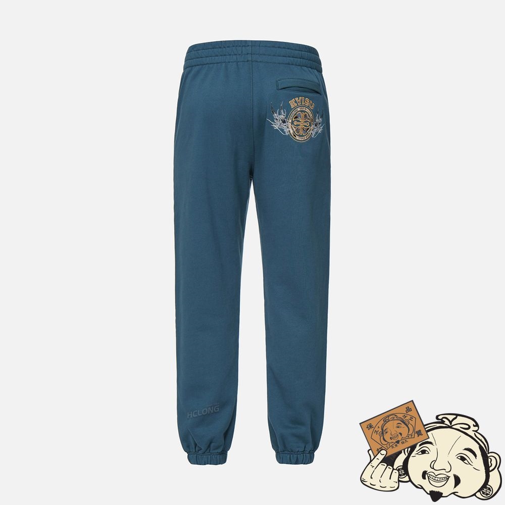 Men Evisu KAMON BROCADE APPLIQUÉ SWEATPANTS Paon | 382QUNWEV