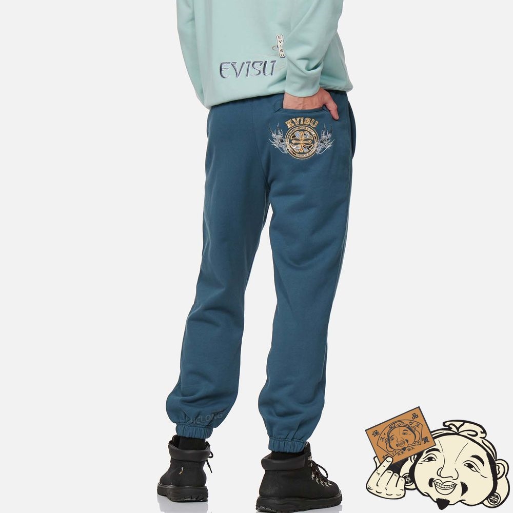 Men Evisu KAMON BROCADE APPLIQUÉ SWEATPANTS Paon | 382QUNWEV