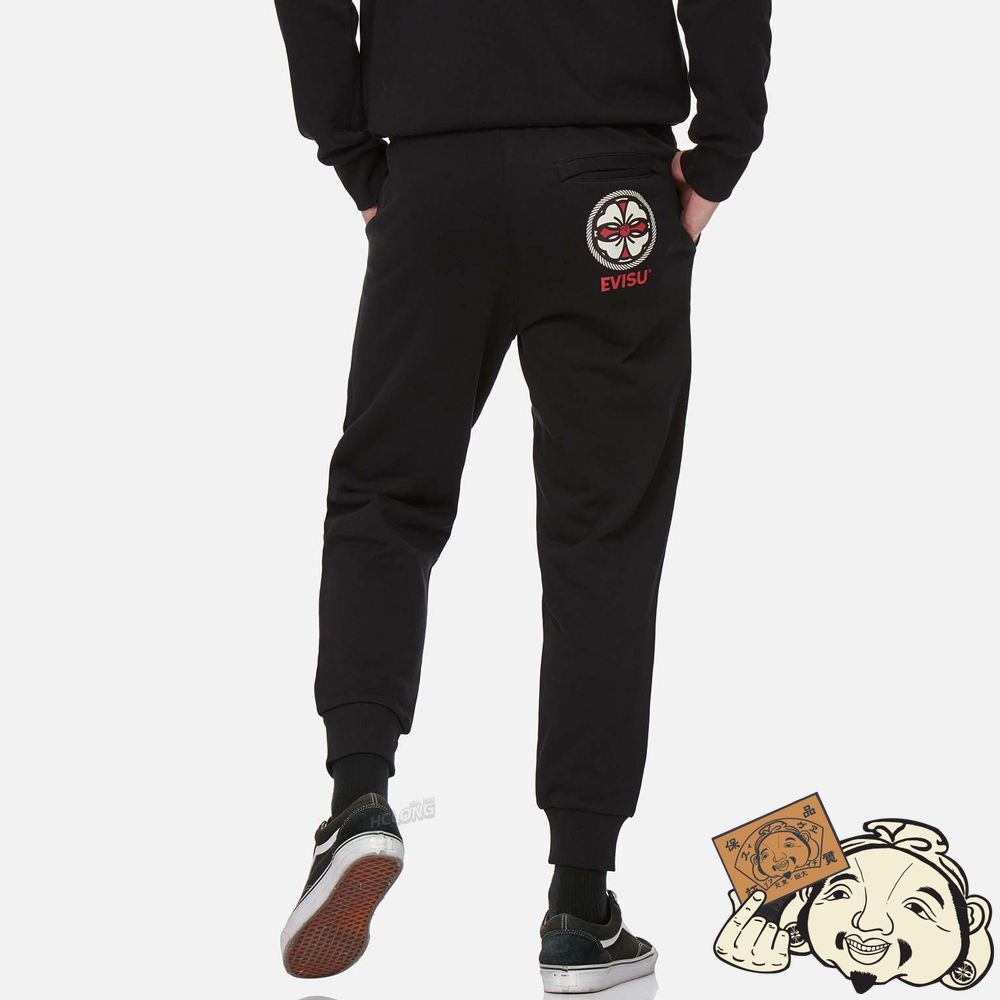 Men Evisu KAMON PRINT SWEATPANTS Noir | 134ADNVZP