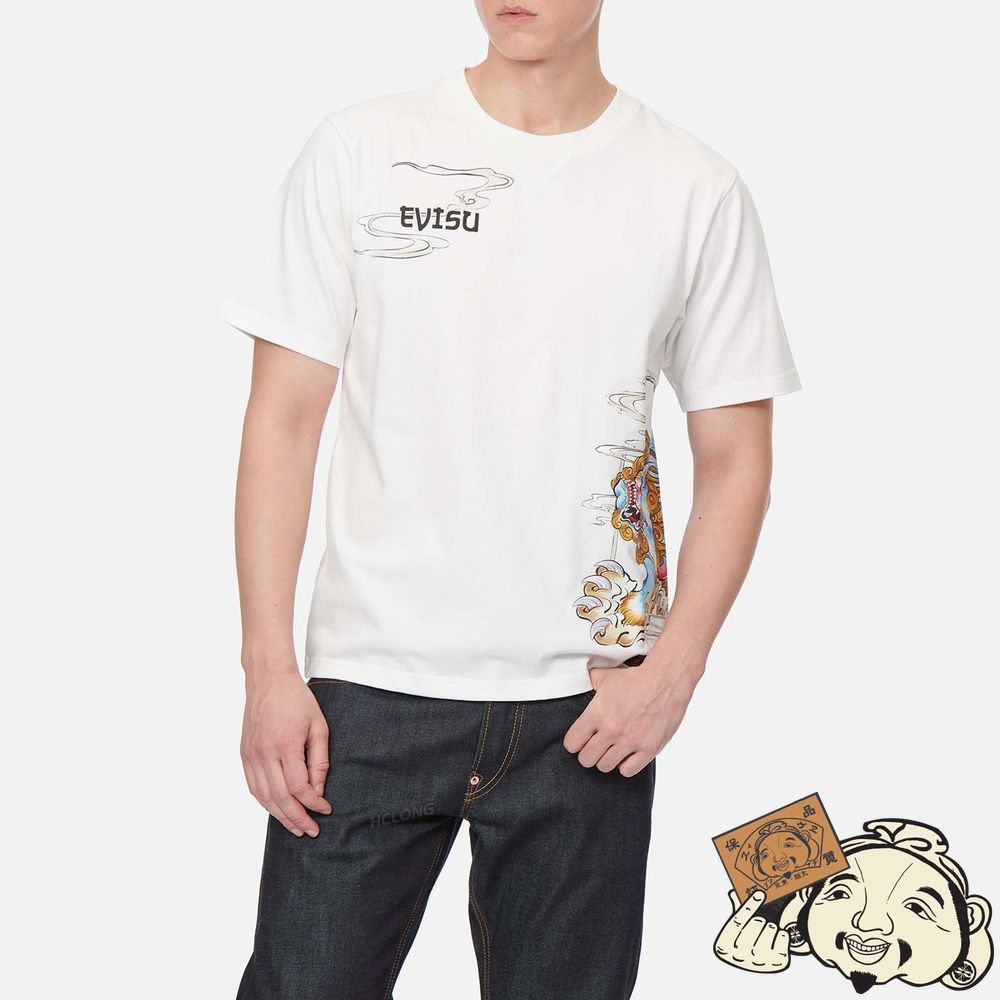 Men Evisu KOMAINU PAINTING PRINT T-SHIRT Blanche | 067SJWFDR