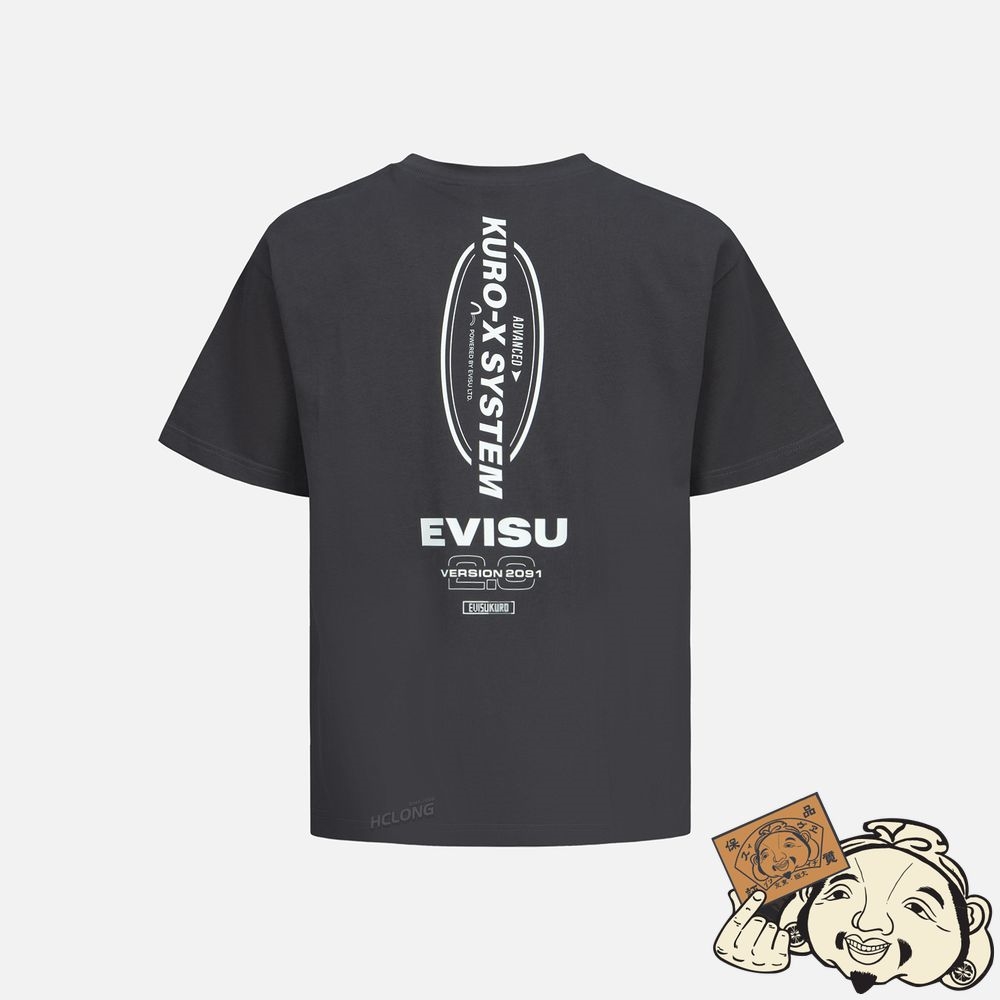 Men Evisu KURO X-SYSTEM PRINT T-SHIRT CHARCOAL | 961JPOQAK