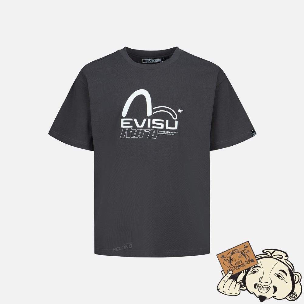 Men Evisu KURO X-SYSTEM PRINT T-SHIRT CHARCOAL | 961JPOQAK