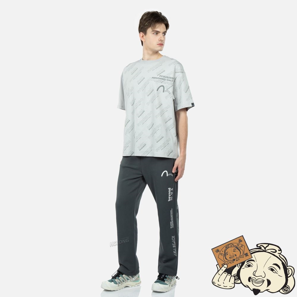 Men Evisu LOGO AND KAMON PRINT SWEATPANTS CHARCOAL | 682QCXGEJ