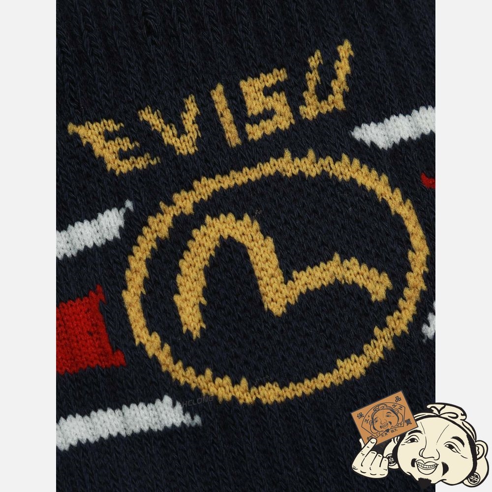 Men Evisu LOGO AND SEAGULL JACQUARD SHORT SOCKS Bleu | 501SCXBNG