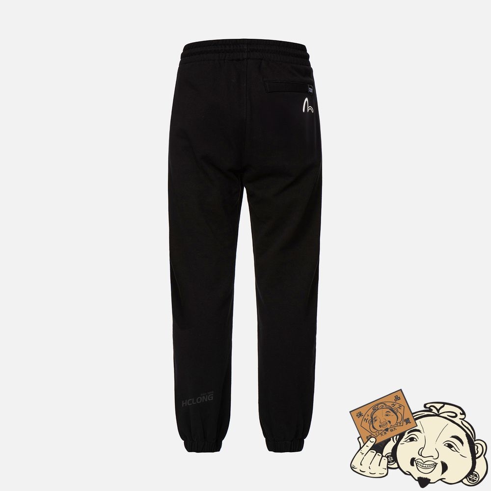 Men Evisu LOGO AND SLOGAN PRINTS SWEATPANTS Noir | 689KRMIWV