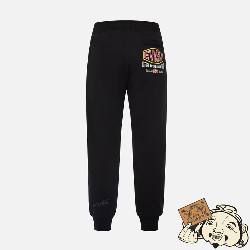 Men Evisu LOGO AND SLOGAN PRINT SWEATPANTS Noir | 356NPLISX