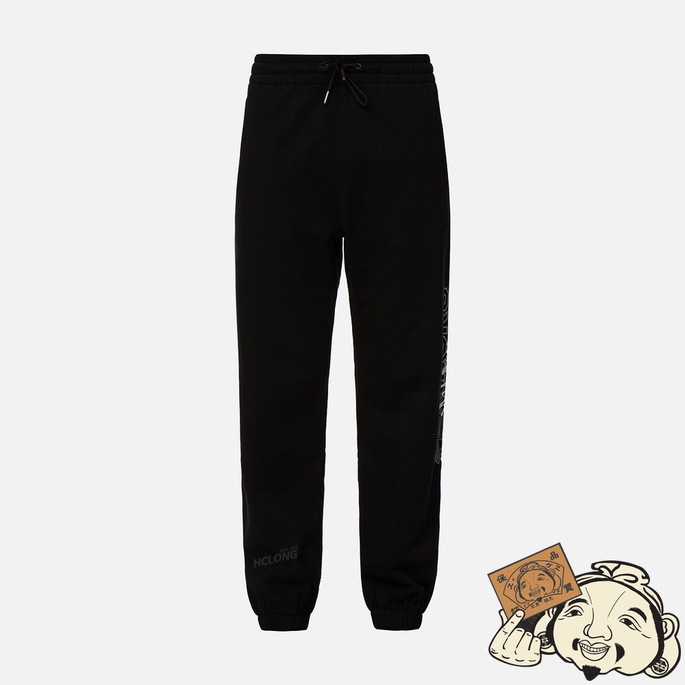 Men Evisu LOGO AND SLOGAN PRINT SWEATPANTS Noir | 781WMZHAF