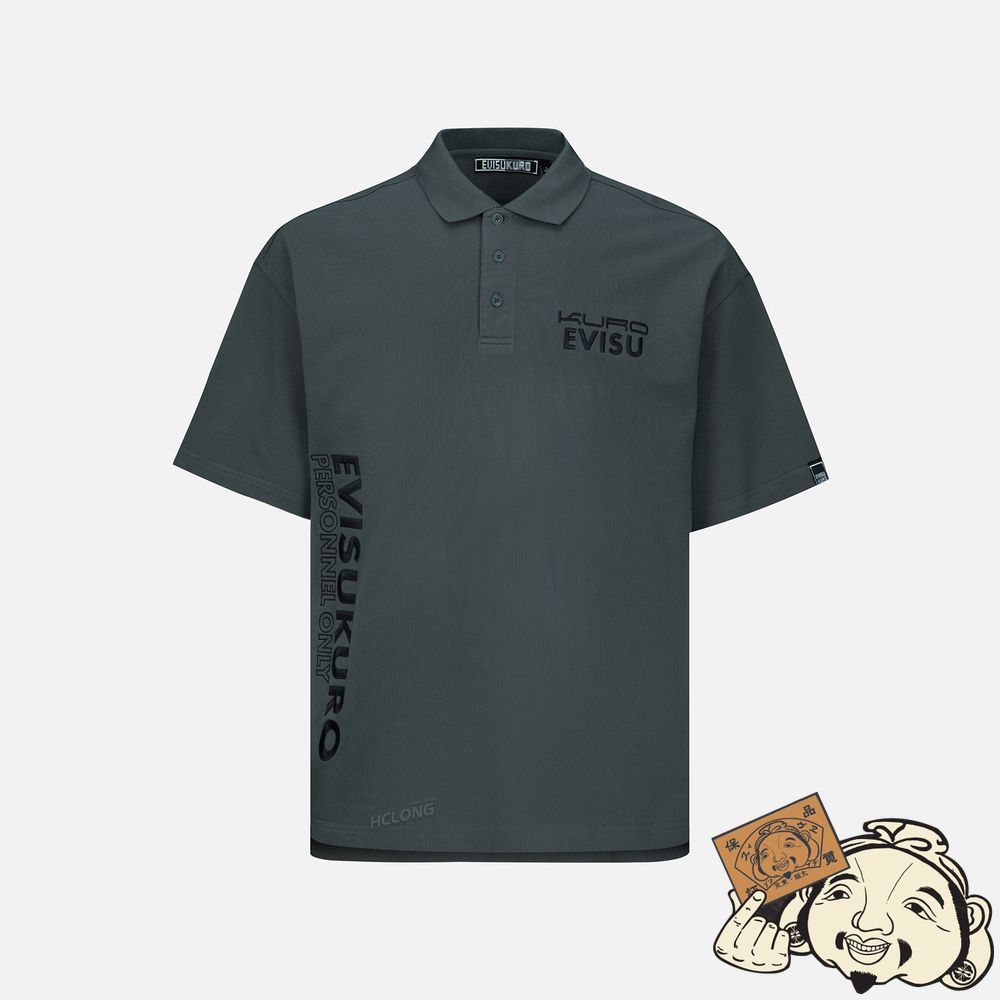 Men Evisu LOGO EMBROIDERY POLO SHIRT CHARCOAL | 352OWERTF