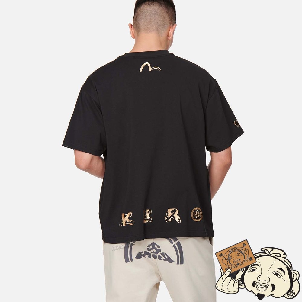 Men Evisu LOGO FOIL PRINT T-SHIRT Noir | 280LNCMEI