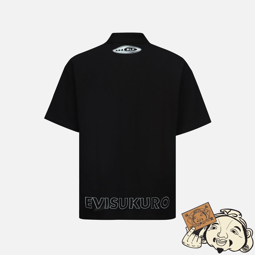 Men Evisu LOGO GRAPHIC PRINT POLO SHIRT Noir | 069OZHTWC