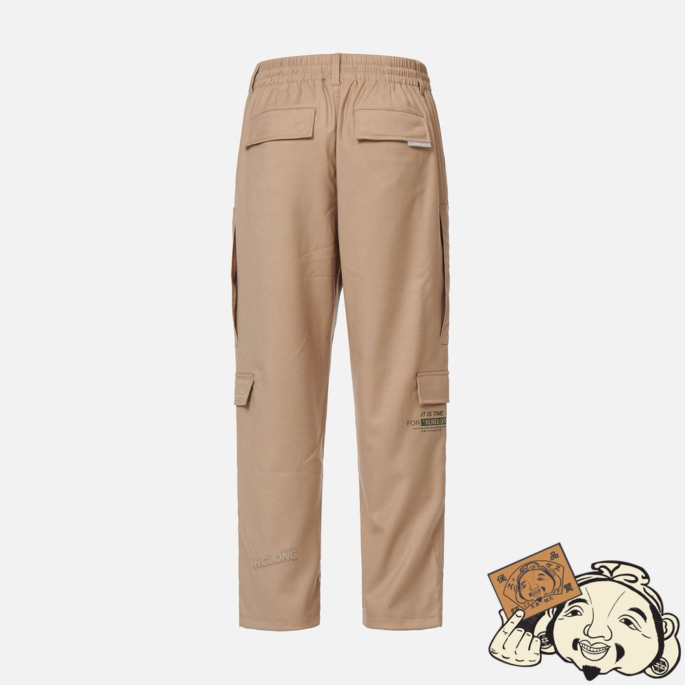 Men Evisu LOGO PATCH WIDE LEG CARGO PANTS Kaki | 134OAPMFU