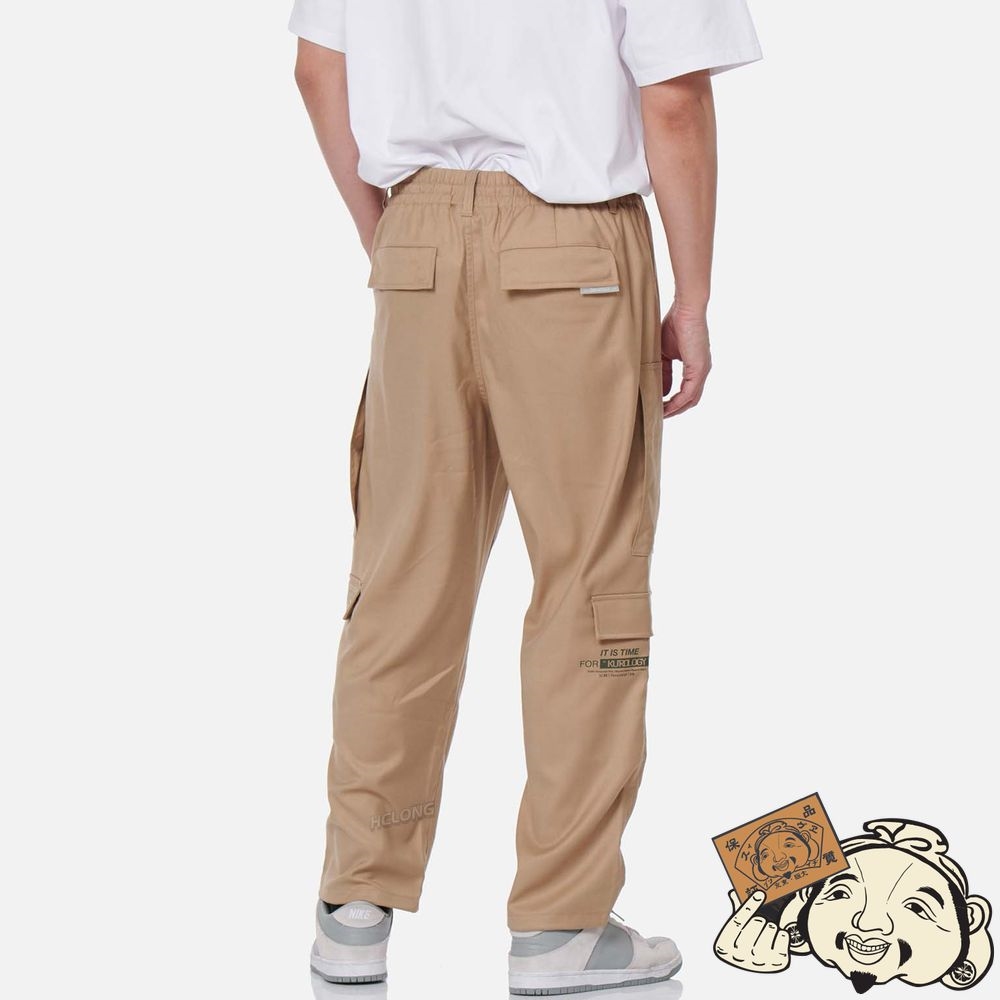 Men Evisu LOGO PATCH WIDE LEG CARGO PANTS Kaki | 134OAPMFU