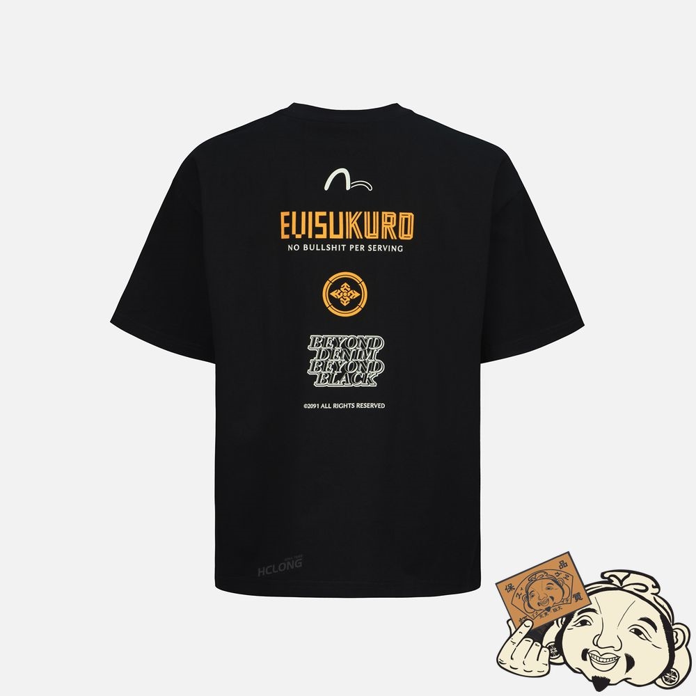 Men Evisu LOGO PRINTED POCKET T-SHIRT Noir | 726KRXSWO