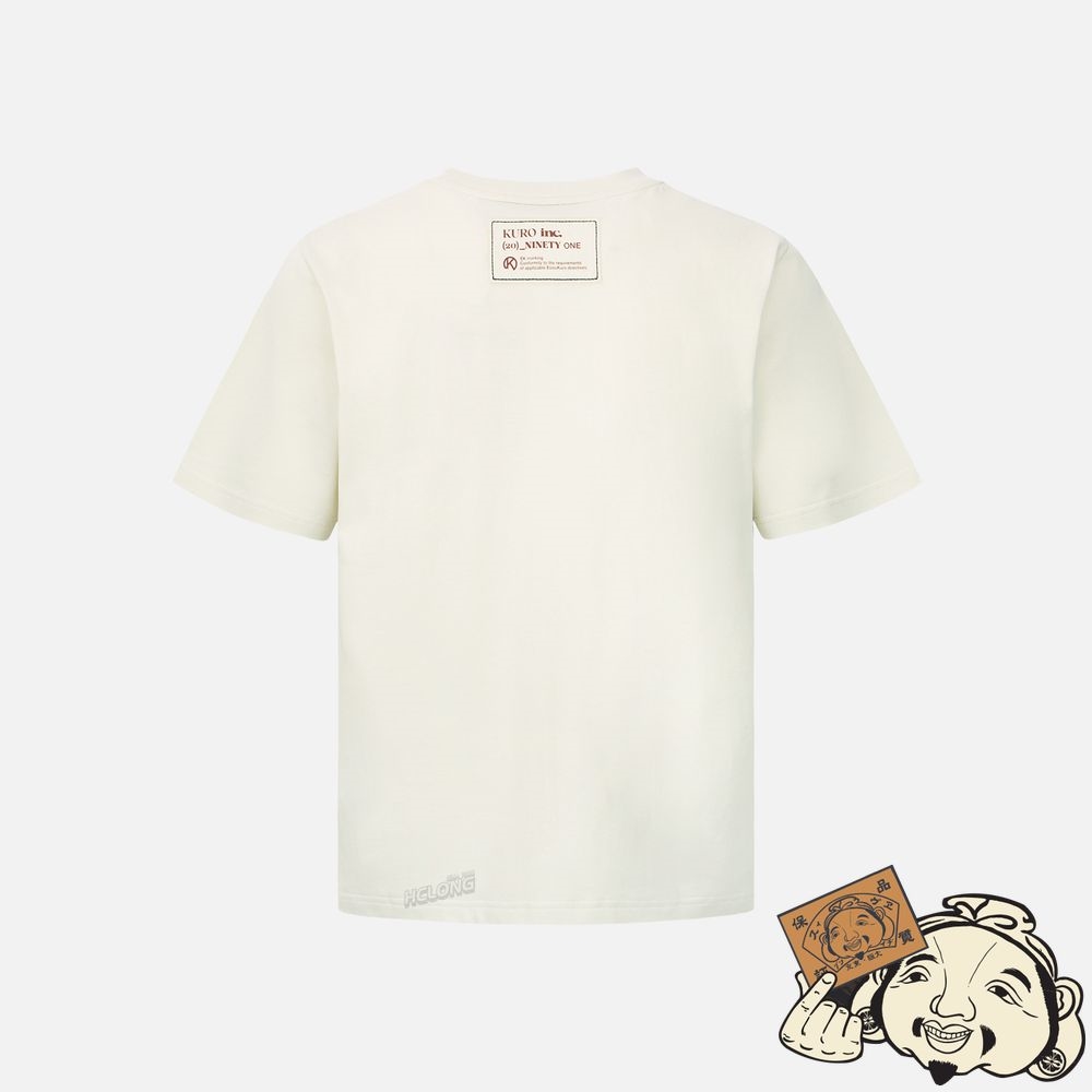 Men Evisu LOGO PRINT SELF-FABRIC PATCH T-SHIRT Beige | 607AOSRGE